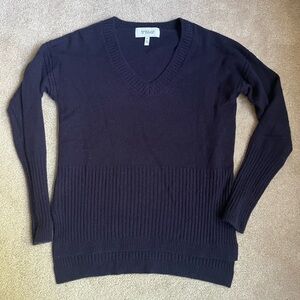 Derek Lam 10 Crosby Blue 100% Cashmere V-Neck Ribbed Hem Sweater medium